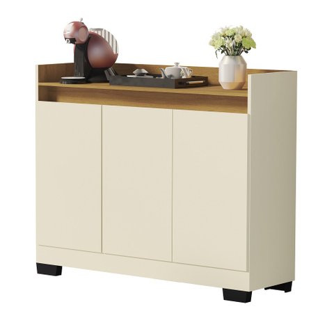 Buffet Real 3 Portas Pérola/Mel - Móveis Primus