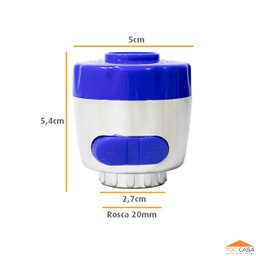 Bico Arejador Duplo Jato Abs Azul/ Cromado Para Bica Gourmet - 3