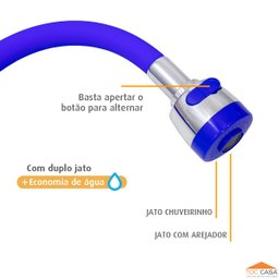 Bico Arejador Duplo Jato Abs Azul/ Cromado Para Bica Gourmet - 4