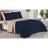 Colcha Cobre Leito Cama de Casal 3 Pç Dupla Face Duas Cores Acolchoado Microfibra:azul Escuro e Avel - 3