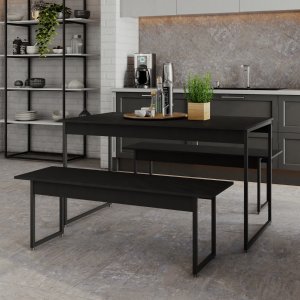Mesa De Jantar Com 2 Bancos Estilo Industrial