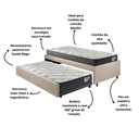 Ver imagem 4 de Bicama Box Solteirão 96x203 Suede Bege com Dois Colchões Adapto Molas Ensacadas Ecoflex