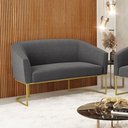 Ver imagem 2 de Sofá Namoradeira 2 Lugares Base Industrial Dourado Stella Bouclê Grafite D03 - D'Rossi