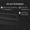 Kit 18 Barras Rodapé de Poliestireno 10cm X 2m Acabamento Moderno Cor:preto Frisado - 3