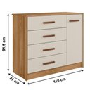 Ver imagem 2 de Cômoda Infantil Pérola 100% Mdf 4 Gavetas 1 Porta Cor Nature com Off White - Peternella