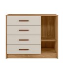 Ver imagem 3 de Cômoda Infantil Pérola 100% Mdf 4 Gavetas 1 Porta Cor Nature com Off White - Peternella