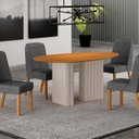 Ver imagem 1 de Conjunto Sala de Jantar Tampo Orgânico MDF 135cm com 4 Cadeiras Isis Bege/Off White/Cinamomo/Chumbo