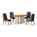 Ver imagem 2 de Conjunto Sala de Jantar Tampo Orgânico MDF 135cm com 4 Cadeiras Isis Bege/Off White/Cinamomo/Chumbo