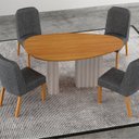 Ver mais imagens de Conjunto Sala de Jantar Tampo Orgânico MDF 135cm com 4 Cadeiras Isis Bege/Off White/Cinamomo/Chumbo