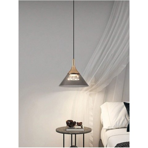 Pendente Fumê e Dourado 19cm Led 7w 3000k Bivolt Paris Luz