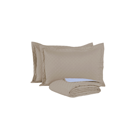 Kit Cobre Leito King Comfort 3 Peças Microfibra Matelado: Cáqui