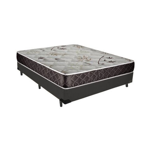 Cama Box Casal Colchão Alana Espuma D20 NK Camas + Box Sintético 52x138x188 Cor:Cinza