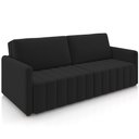 Ver imagem 1 de Sofá Cama Retrátil para Sala de Estar 220cm Porthos M03 Veludo Preto - Lyam Decor
