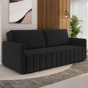Ver imagem 2 de Sofá Cama Retrátil para Sala de Estar 220cm Porthos M03 Veludo Preto - Lyam Decor