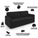 Ver imagem 4 de Sofá Cama Retrátil para Sala de Estar 220cm Porthos M03 Veludo Preto - Lyam Decor