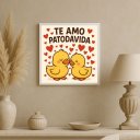 Ver imagem 2 de Quadro Patinhos Te Amo Patodavida - 33x33cm - com Vidro: Moldura Branca