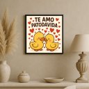 Ver imagem 1 de Quadro Patinhos Te Amo Patodavida - 33x33cm - com Vidro: Moldura Branca