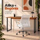 Ver mais imagens de Conjunto de Escritório com Mesa 110cm e Cadeira Begônia Mesh Base Giratória Branca