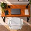 Ver imagem 2 de Conjunto de Escritório com Mesa 110cm e Cadeira Begônia Mesh Base Giratória Branca