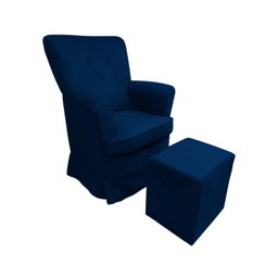 Poltrona de Amametação + Puff com Balanço Dayane Suede:azul Marinho - 1