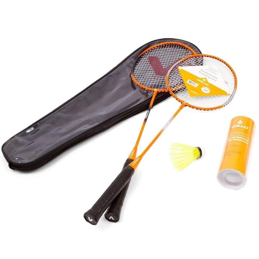 Kit Badminton Vollo 2 Raquetes 3 Petecas Raqueteira