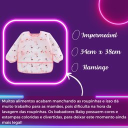 Babador Unidade Manga Longa Blw Bebê Impermeável Flamingo - 8