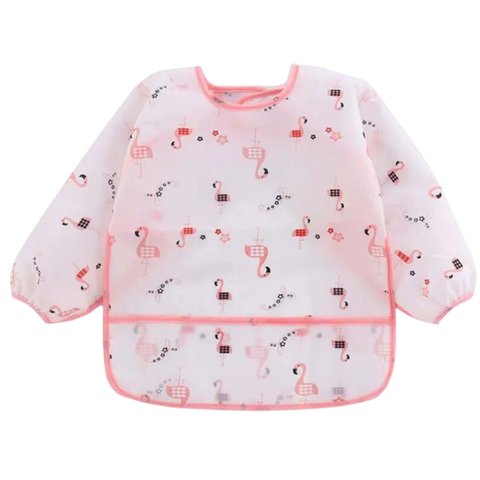 Babador Unidade Manga Longa Blw Bebê Impermeável Flamingo