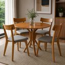 Ver imagem 1 de Conjunto de Mesa Redonda com 4 Cadeiras Madeira Macica Nozes Yescasa