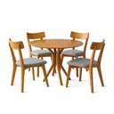 Ver imagem 2 de Conjunto de Mesa Redonda com 4 Cadeiras Madeira Macica Nozes Yescasa
