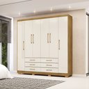 Ver imagem 1 de Guarda Roupa Dunas Casal 6 Portas de Bater 6 Gavetas Mdf Nature/offwhite G98 - Gran Belo