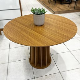 Mesa de Jantar 4 Lugares Redonda Mdf Base Ripada - 1