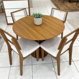 Mesa de Jantar 4 Lugares Redonda Mdf Base Ripada - 6