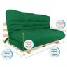 Sofa Cama Futon Oriental King Verde Bandeira Madeira Maciça Pinus Natural sem Pintura - 3