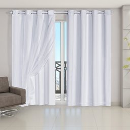 Cortina Blackout PVC com Tecido Voil 4,20 m x 2,50 m - Branco - 1
