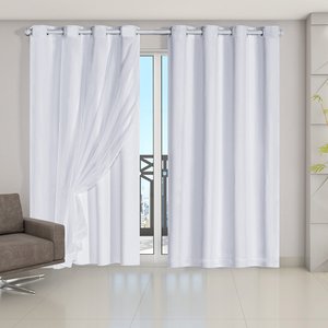 Cortina Blackout PVC com Tecido Voil 4,20 m x 2,50 m - Branco