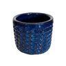 Vaso Cachepot de Mesa 15cm Redondo de Cerâmica Texturizada - Azul - 5