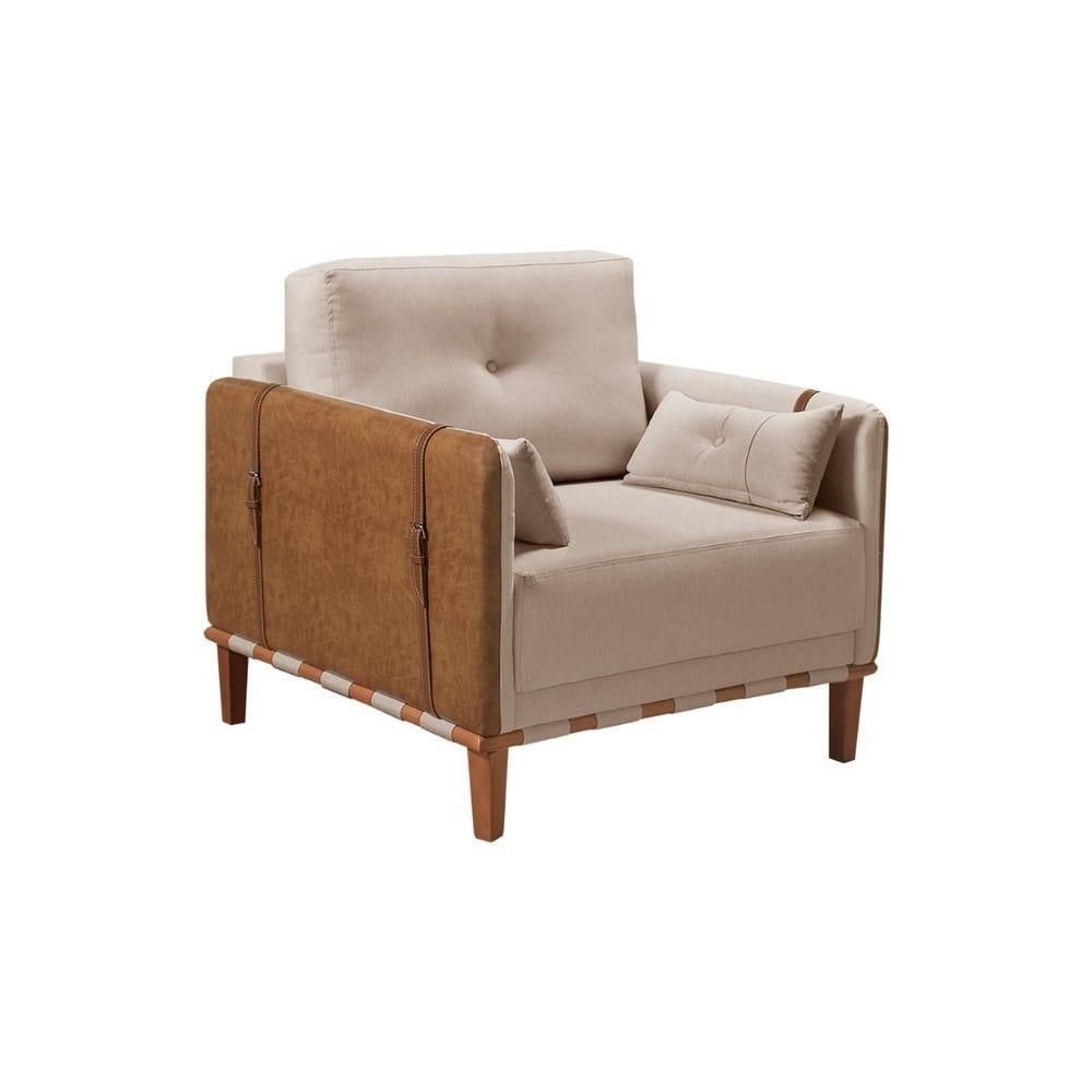 Poltrona Texas com Capa Couro - Luxo Decor Bege Escuro-couro ...