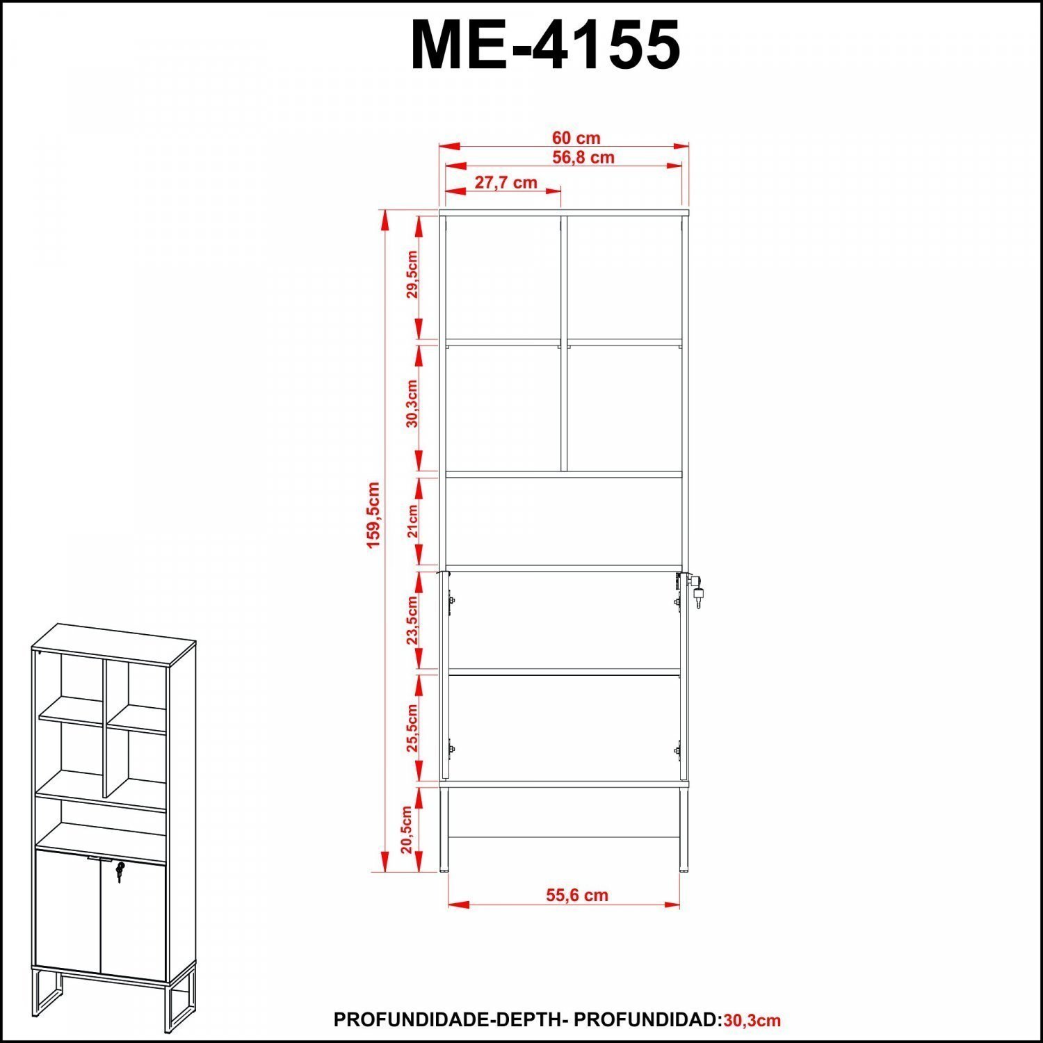 Armário para Escritório Industrial com Chave ME4155  - 5