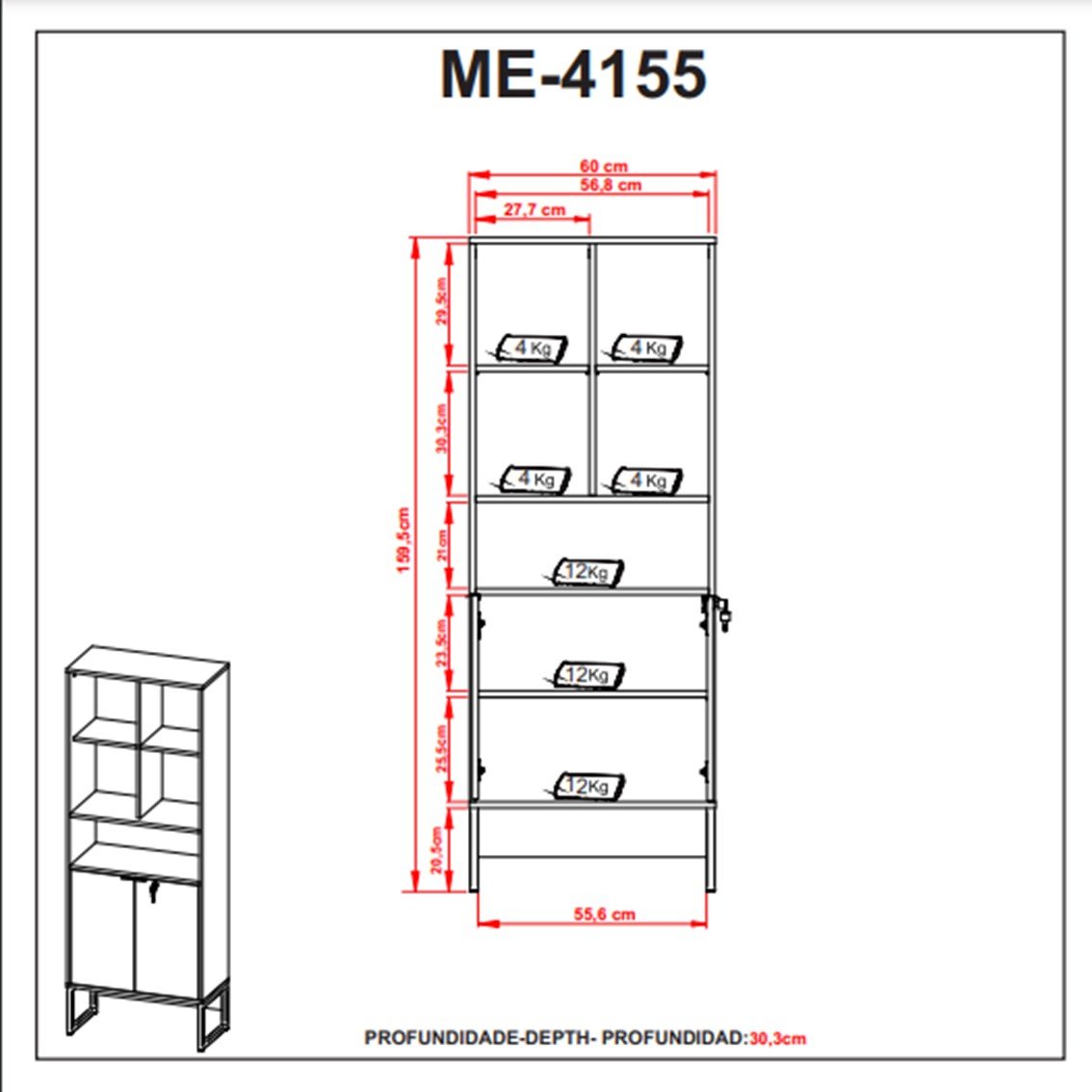 Armário para Escritório Industrial com Chave ME4155  - 6