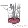 Porta Talheres Redondo com Fundo em Plástico em Aço - Stolf Vermelho - 2