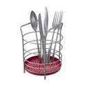 Ver imagem 1 de Porta Talheres Redondo com Fundo em Plástico em Aço - Stolf Vermelho