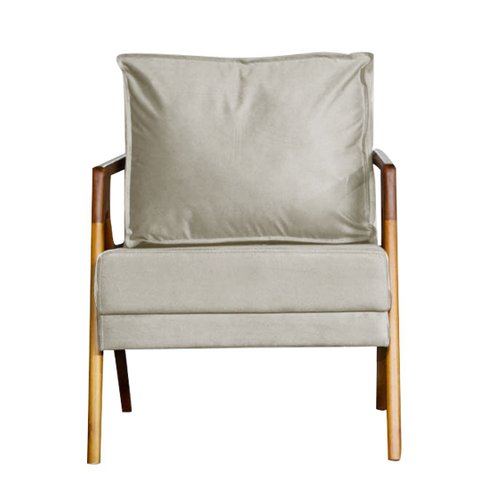 Poltrona Cadeira Mona Recepção - Suede Bege