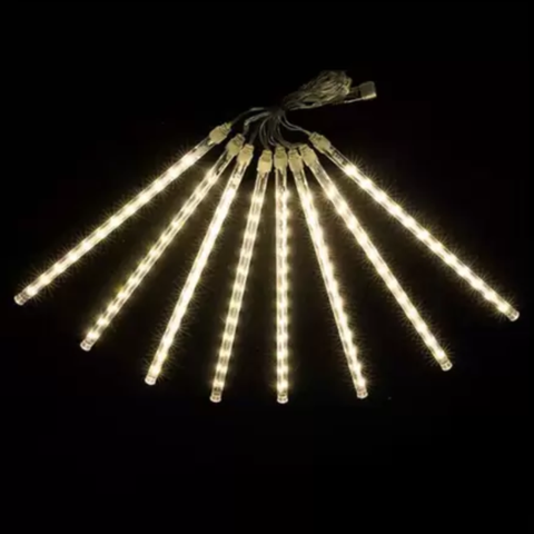 Chuva de Meteoro Branco Snower R 8 Tubos Cascata Natal Pisca Luzes Branco Quente 110v/220v
