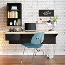 Ver imagem 1 de Escrivaninha Suspensa Tech 1 Gaveta 2 Prateleiras 135,8cm Preto Fosco E Tauari Nobre