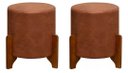 Ver imagem 1 de 2 Puf Thor Puff Redondo com Pés em Madeira 35x35cm Tecido Marrom Corano Camel