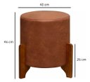 Ver imagem 3 de 2 Puf Thor Puff Redondo com Pés em Madeira 35x35cm Tecido Marrom Corano Camel