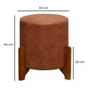 Ver imagem 3 de 2 Puf Thor Puff Redondo com Pés em Madeira 35x35cm Tecido Marrom Corano Camel