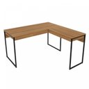 Ver imagem 5 de Escrivaninha Mesa Escritório em L ME4157 1 Gaveta 136cm Industrial Amêndoa e Preto Marrom