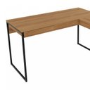 Ver imagem 4 de Escrivaninha Mesa Escritório em L ME4157 1 Gaveta 136cm Industrial Amêndoa e Preto Marrom