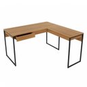 Ver imagem 3 de Escrivaninha Mesa Escritório em L ME4157 1 Gaveta 136cm Industrial Amêndoa e Preto Marrom